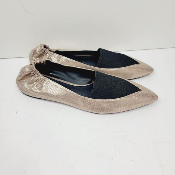 Mercedes Castillo Gold Ballerina Metallic Flats Size 8.5 - Picture 2 of 8